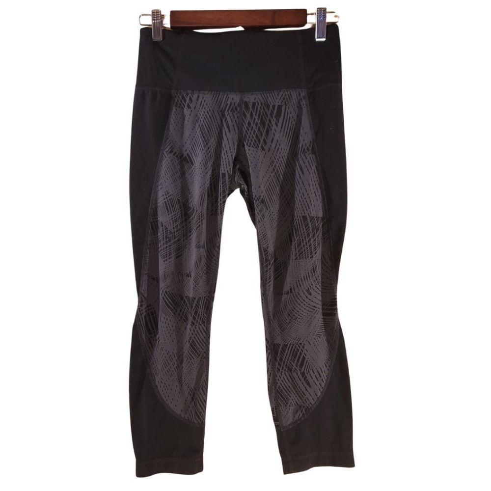 ATHLETA Wmns Athletic Yoga Leggings  Black Pattern Small RN 54023